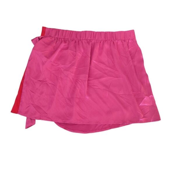 Sincerely Jules Pink Red Satin Faux Wrap Pull On Mini Skirt Size XL - Picture 4 of 6